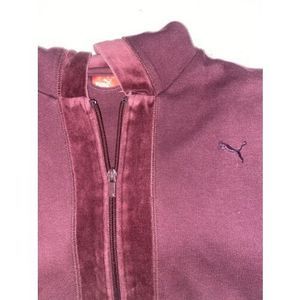 Puma Maroon Velvet Zip Up Hooded Jacket Women’s Long Sleeve XL Malaysia